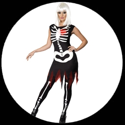Skelett Knochen Kleid Kost�m - leuchtet im Dunkeln  - Klicken f�r gr�ssere Ansicht