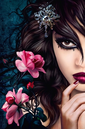 Fototapete Frau mit Rosen - Klicken f�r gr�ssere Ansicht